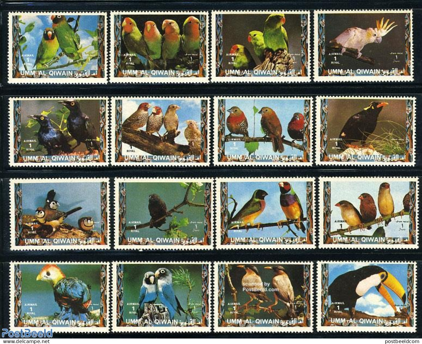 Umm Al-Quwain 1972 Birds 16v, Mint NH, Nature - Birds - Toucans - Umm Al-Qiwain