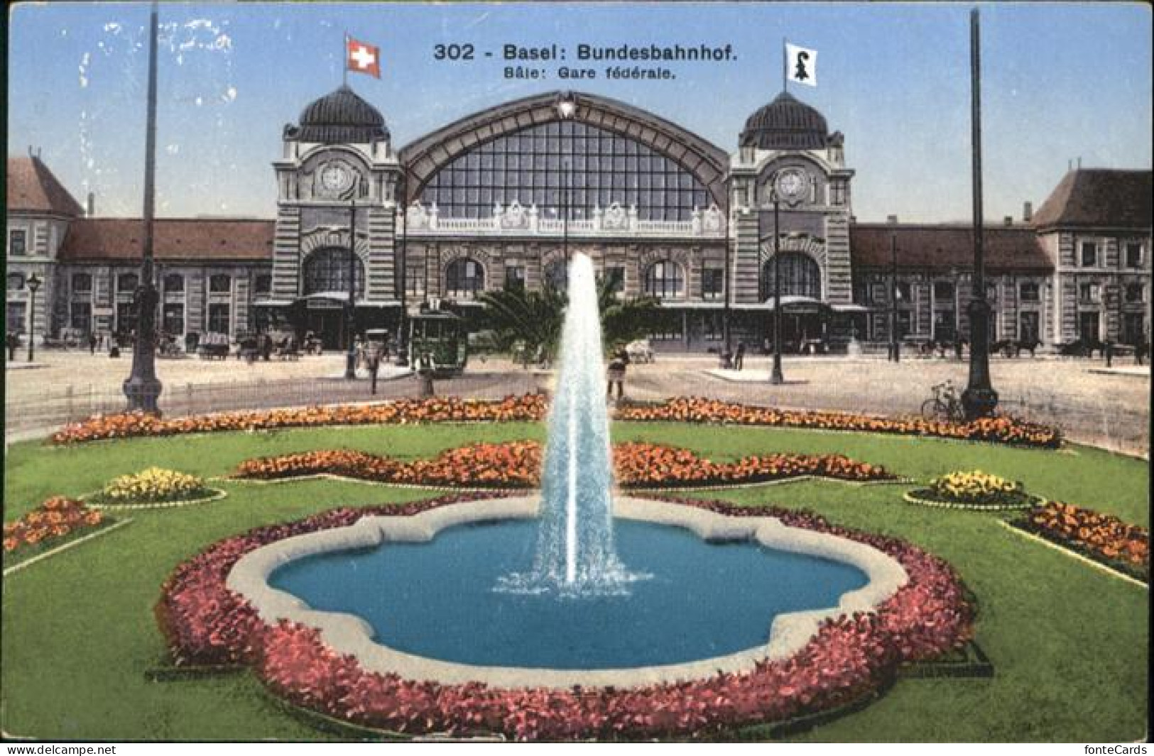 11026955 Basel_BS Bundesbahnhof Springbrunnen Tram Kutsche  - Other & Unclassified