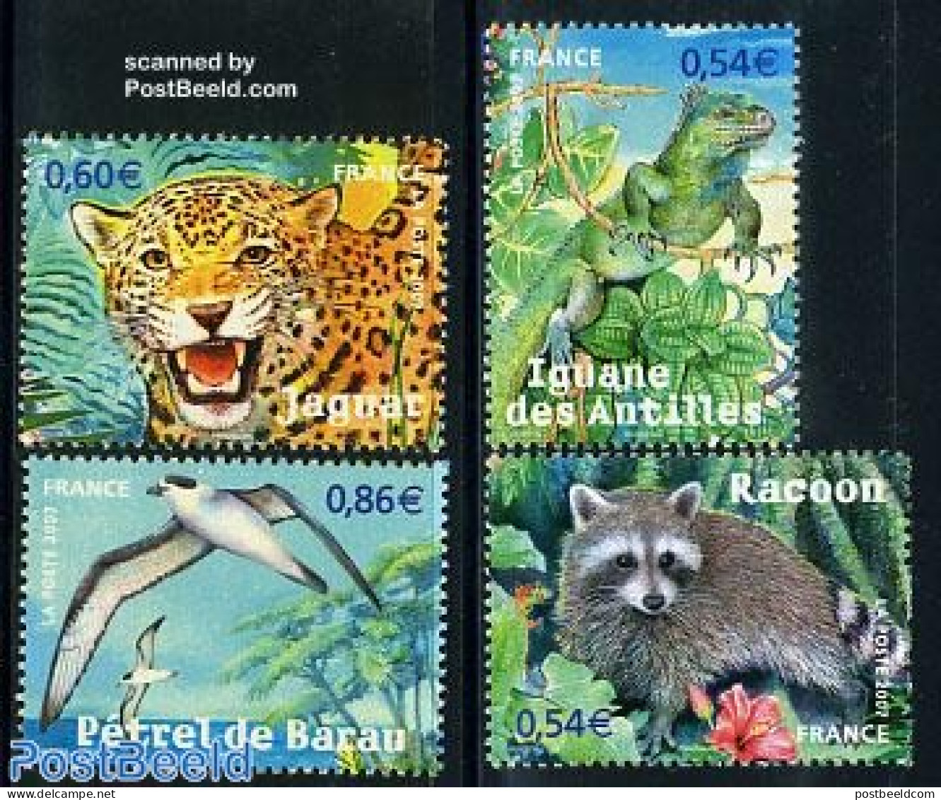 France 2007 Protected Animals 4v, Mint NH, Nature - Animals (others & Mixed) - Birds - Cat Family - Reptiles - Unused Stamps