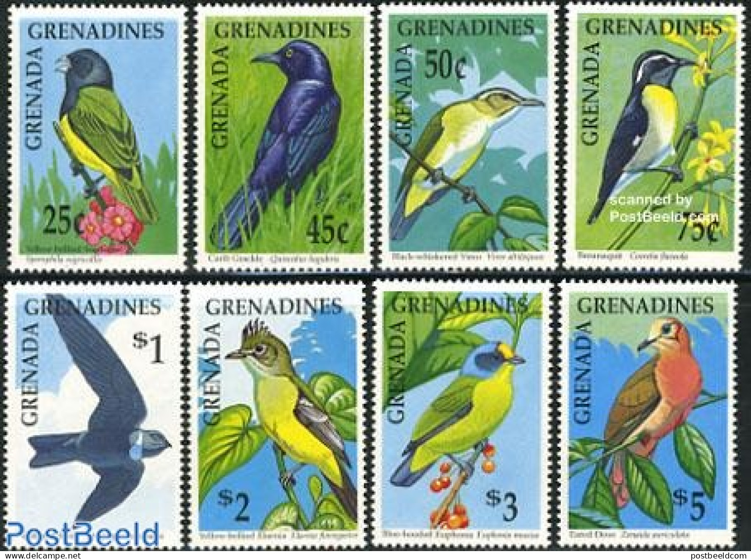 Grenada Grenadines 1990 Birds 8v, Mint NH, Nature - Birds - Grenada (1974-...)