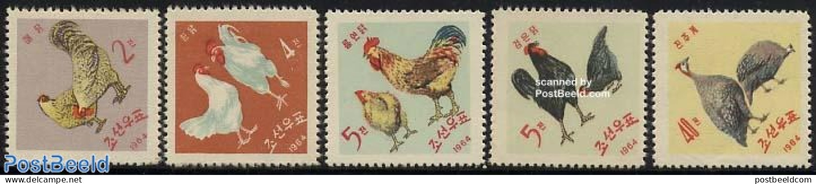 Korea, North 1964 Chicken 5v, Mint NH, Nature - Birds - Poultry - Korea, North