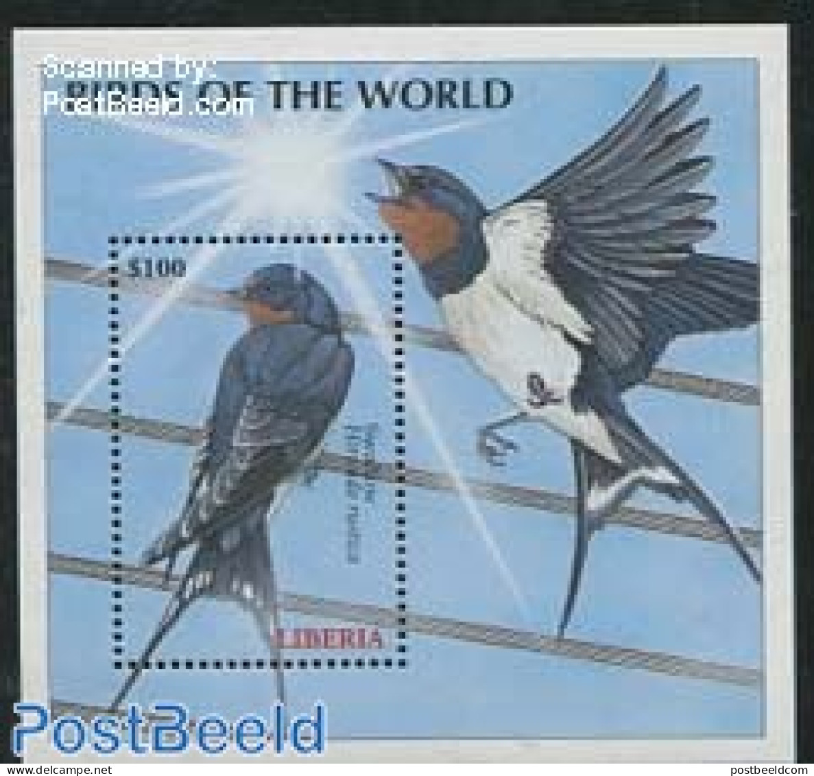 Liberia 2000 Swallow S/s, Mint NH, Nature - Birds - Other & Unclassified