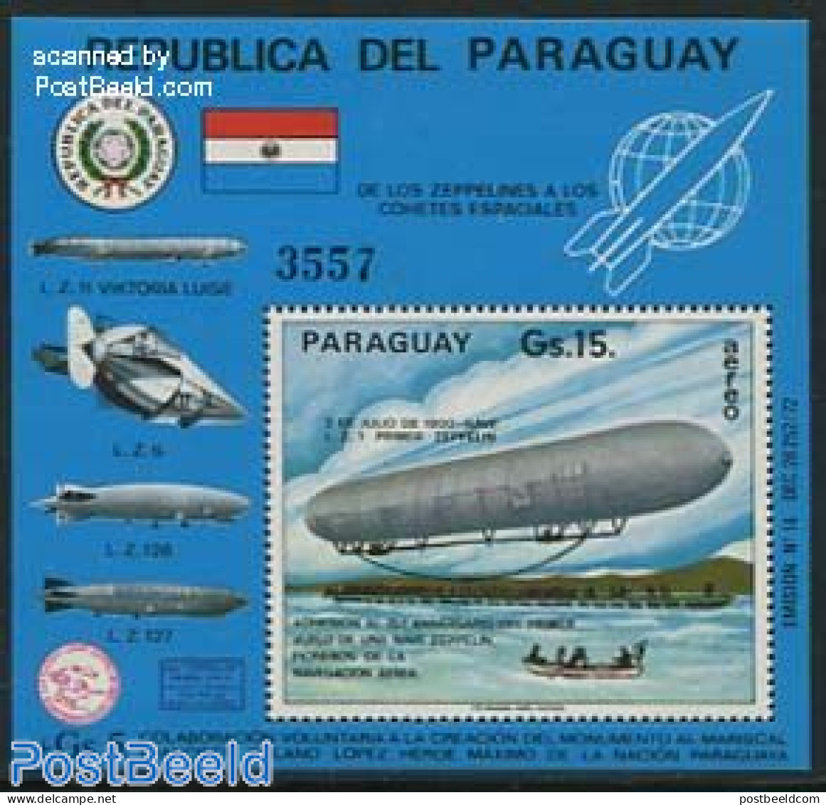 Paraguay 1975 Zeppelin S/s, Mint NH, Transport - Zeppelins - Zeppelins