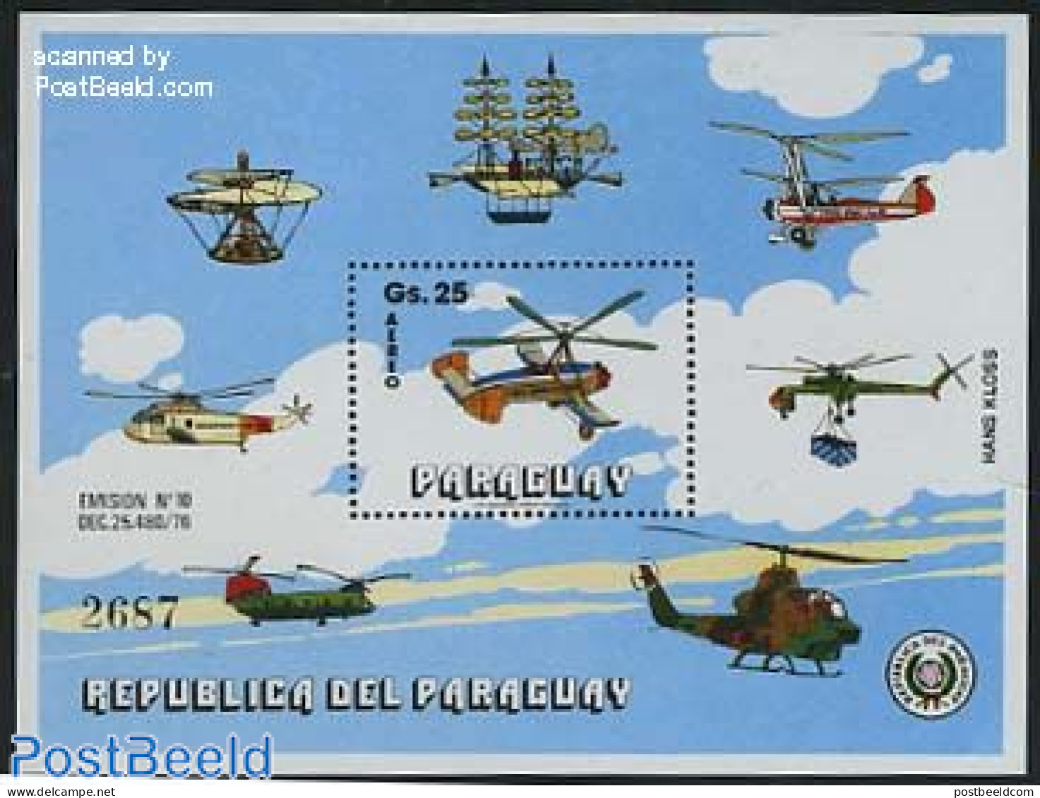 Paraguay 1979 Helicopters S/s, Mint NH, Transport - Helicopters - Helicopters