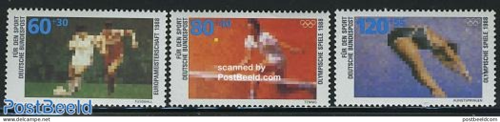 Germany, Federal Republic 1988 Sports 3v, Mint NH, History - Sport - Europa Hang-on Issues - Football - Sport (other A.. - Unused Stamps