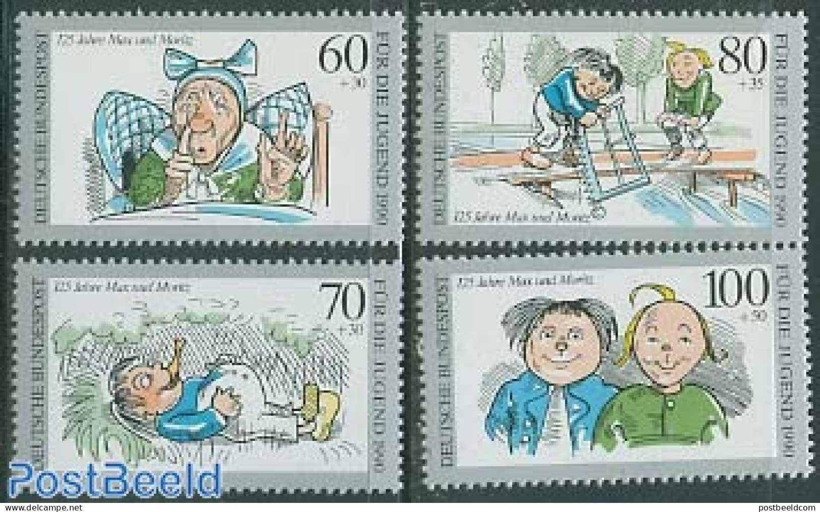 Germany, Federal Republic 1990 Youth, Max & Moritz 4v, Mint NH, Art - Books - Children's Books Illustrations - Neufs