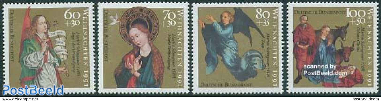 Germany, Federal Republic 1991 Christmas 4v, Mint NH, Religion - Angels - Bible Texts - Christmas - Unused Stamps