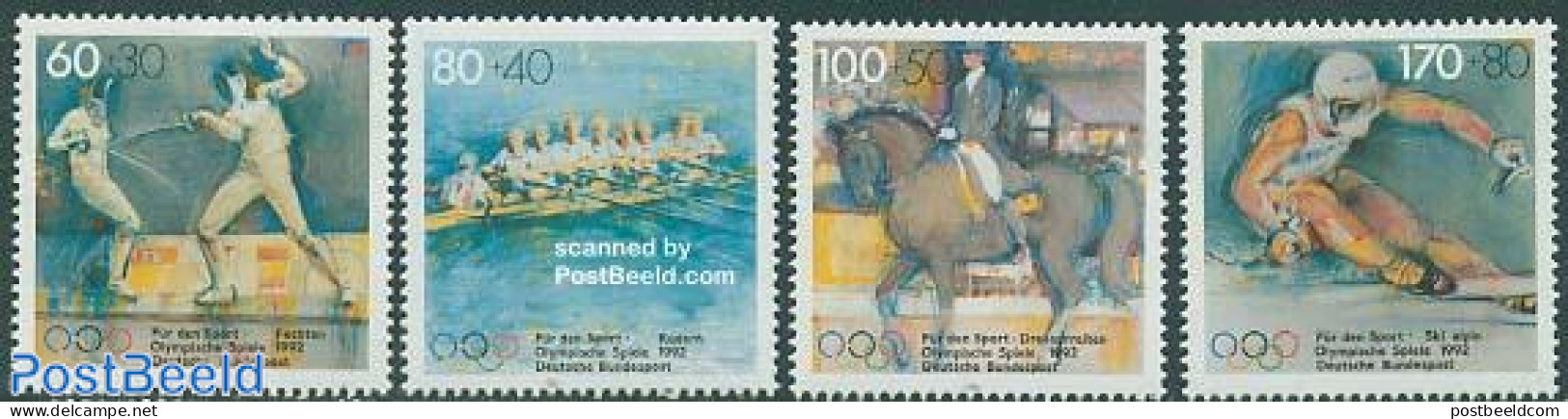 Germany, Federal Republic 1992 Olympic Games 4v, Mint NH, Nature - Sport - Horses - Fencing - Kayaks & Rowing - Olympi.. - Nuovi