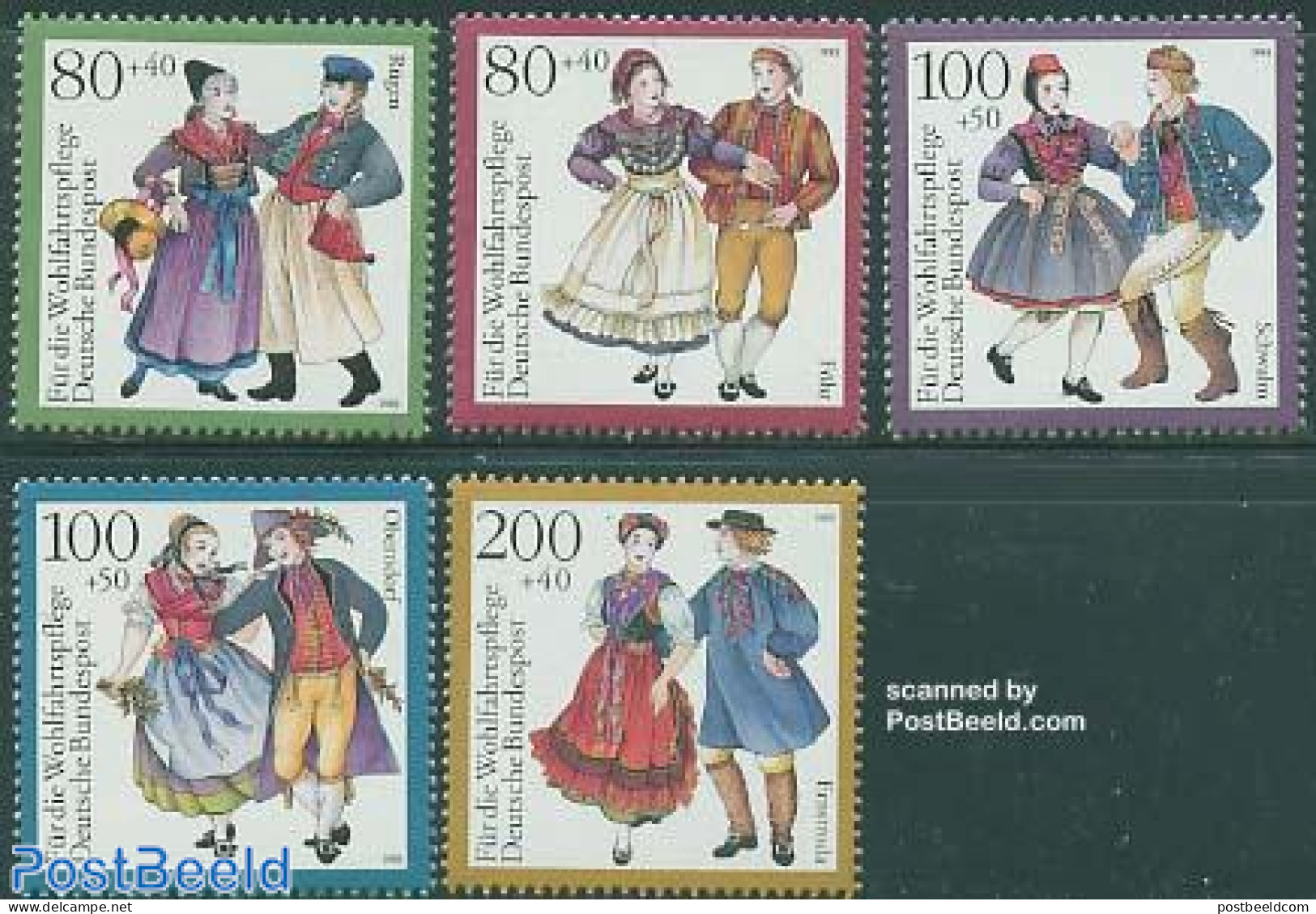 Germany, Federal Republic 1993 Welfare, Costumes 5v, Mint NH, Various - Costumes - Neufs