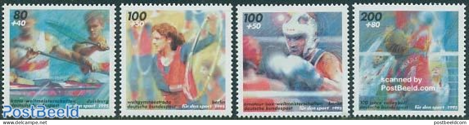 Germany, Federal Republic 1995 Sports 4v, Mint NH, Sport - Boxing - Kayaks & Rowing - Sport (other And Mixed) - Volley.. - Neufs