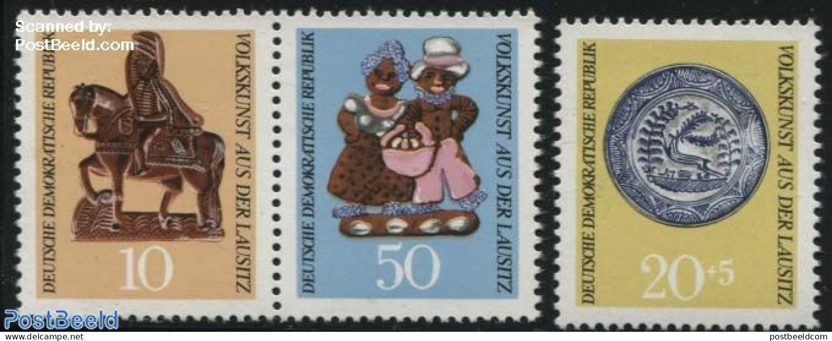 Germany, DDR 1969 Folk Art 3v []+[:], Mint NH, Nature - Horses - Art - Art & Antique Objects - Ungebraucht