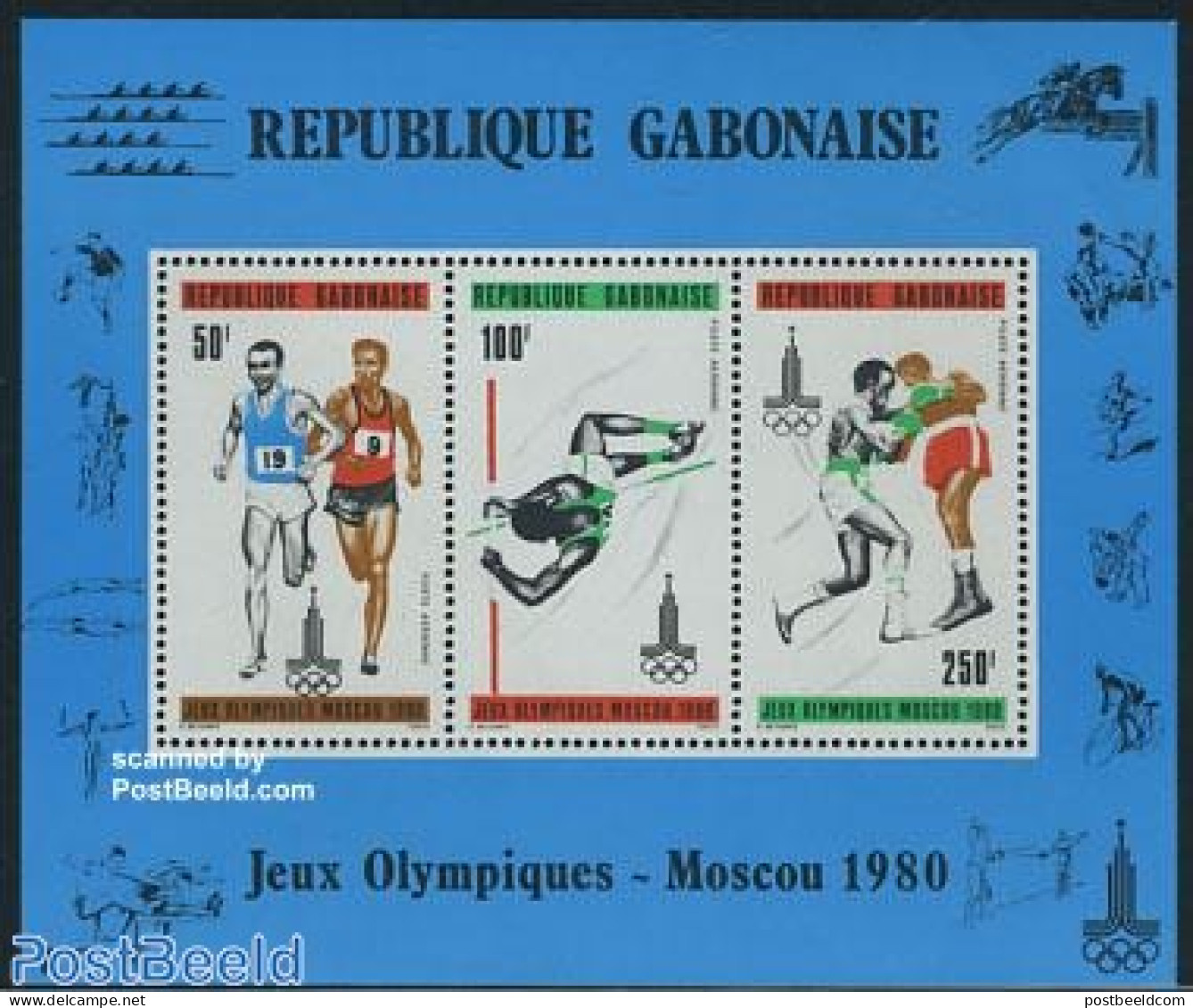 Gabon 1980 Olympic Games Moscow S/s, Mint NH, Sport - Athletics - Boxing - Olympic Games - Unused Stamps