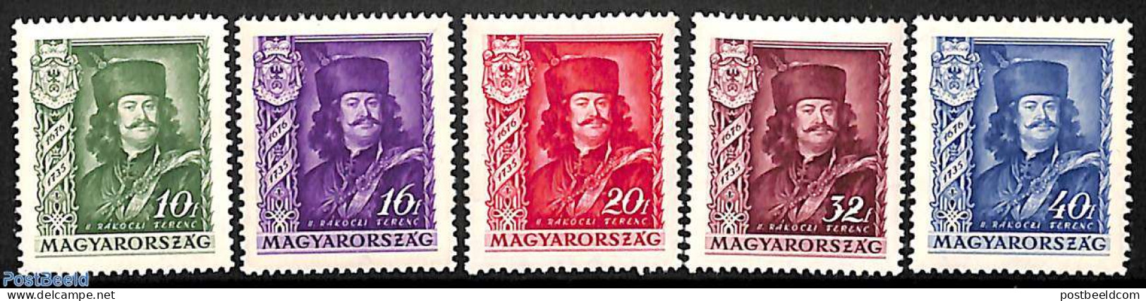 Hungary 1935 Ferenc Rakoczi 5v, Mint NH, History - Kings & Queens (Royalty) - Unused Stamps