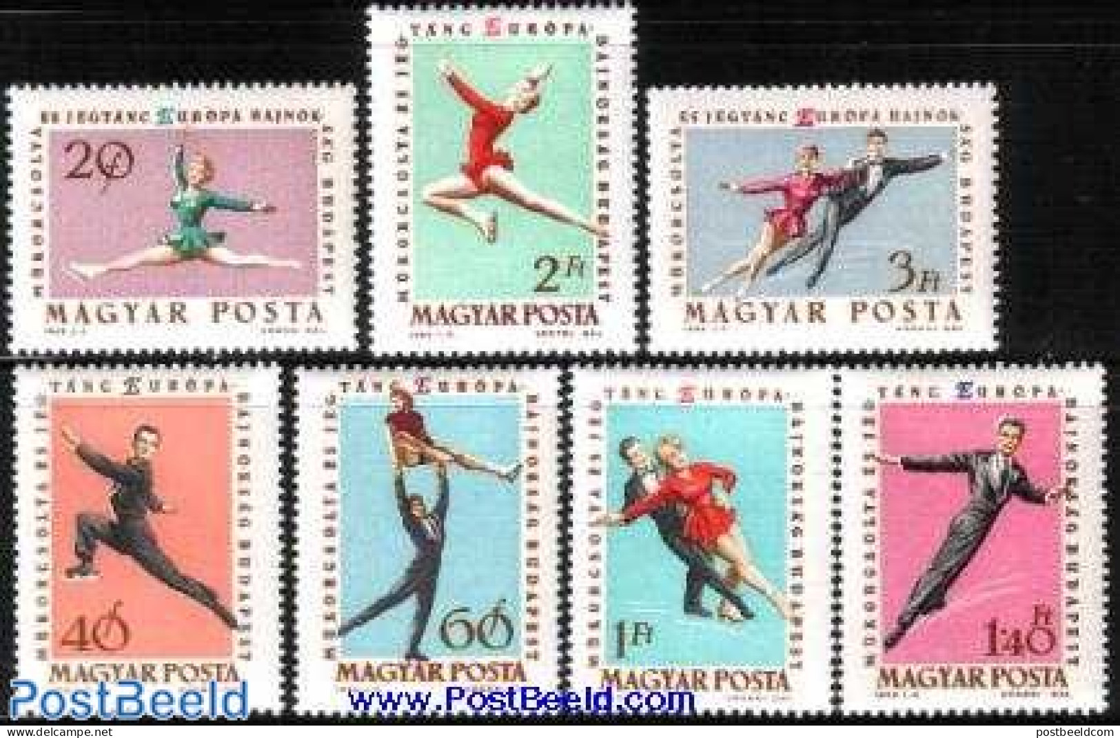 Hungary 1963 European Art Skating Games 7v, Mint NH, History - Sport - Europa Hang-on Issues - Skating - Sport (other .. - Unused Stamps