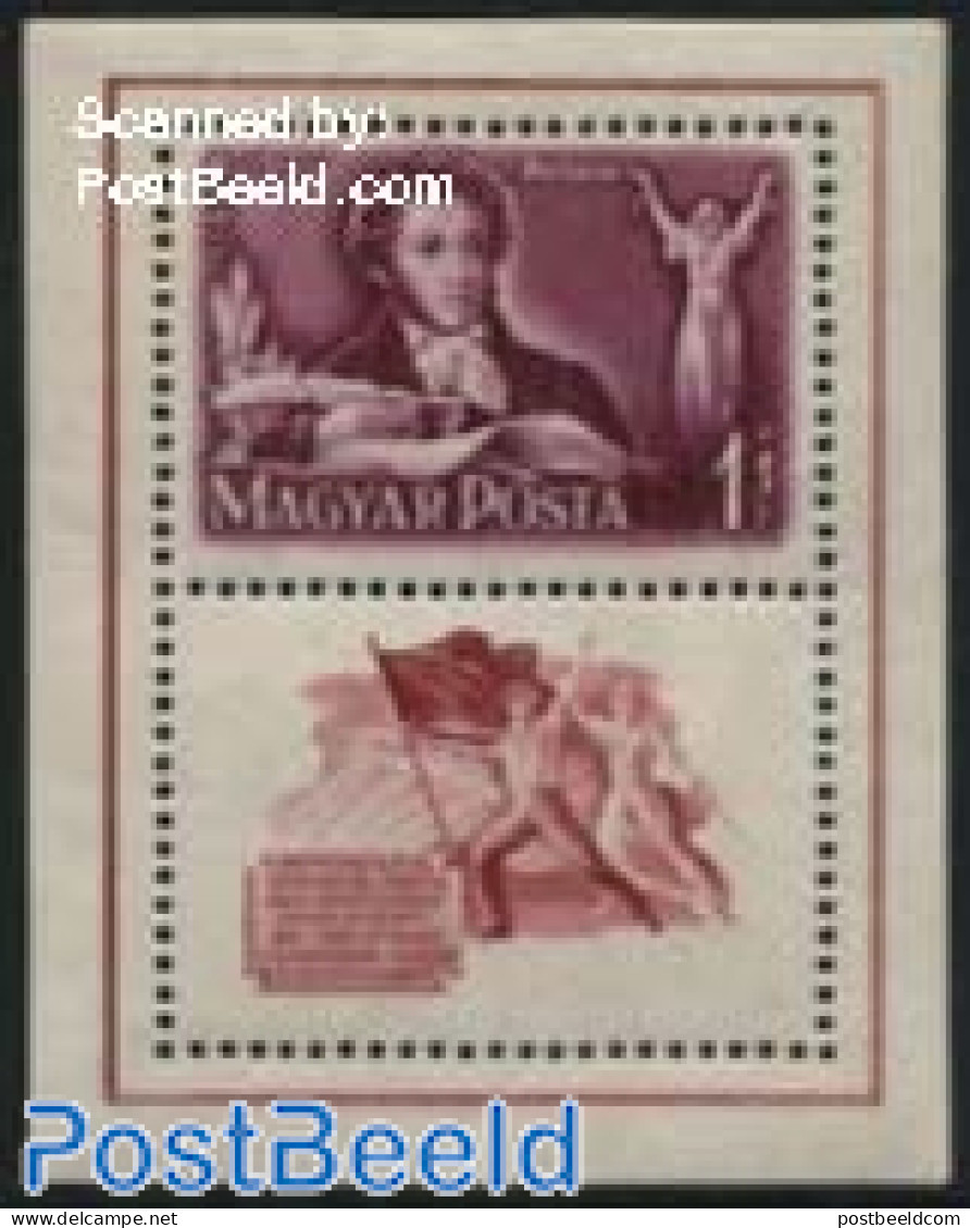 Hungary 1949 Pushkin S/s, Mint NH, Art - Authors - Unused Stamps