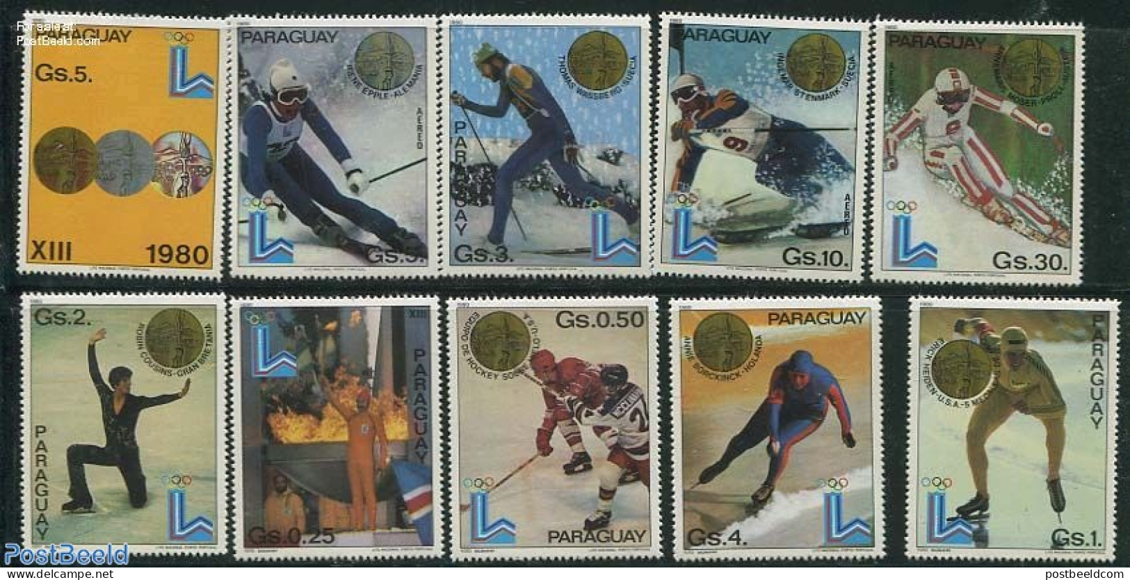 Paraguay 1981 Olympic Winter Winners 10v, Mint NH, History - Sport - Netherlands & Dutch - Ice Hockey - Olympic Winter.. - Géographie