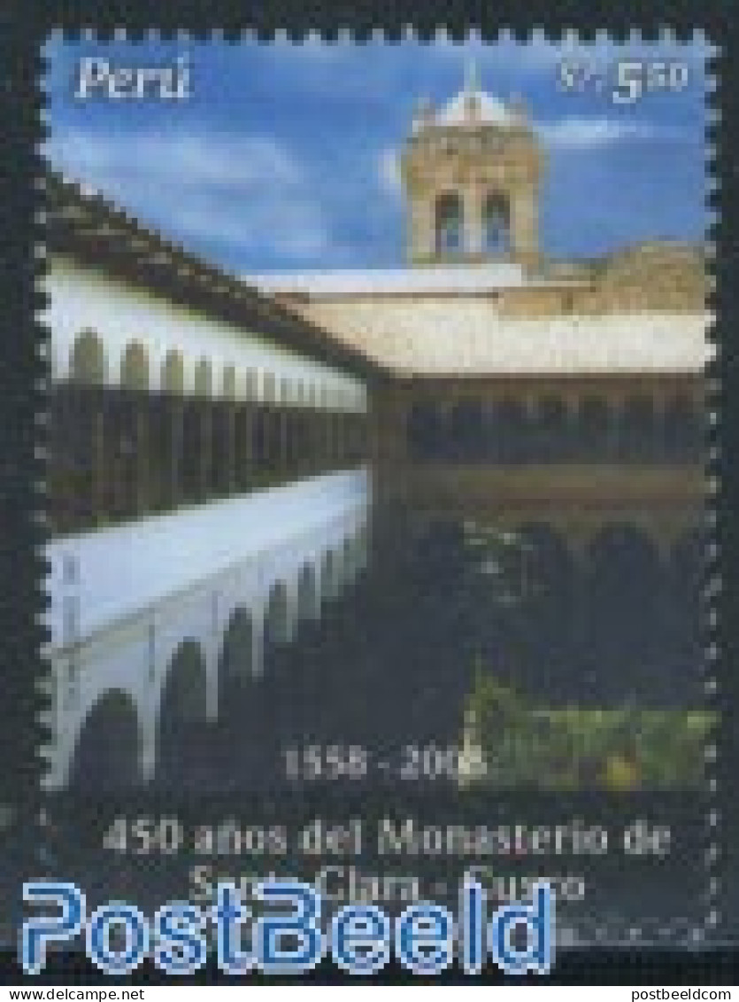 Peru 2007 Santa Clara Monastery 1v, Mint NH, Religion - Cloisters & Abbeys - Klöster