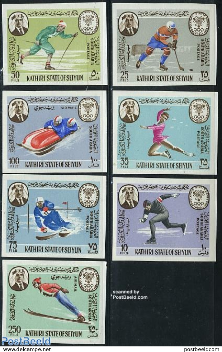 Aden 1967 Seiyun, Olympic Winter Games 7v Imperforated, Mint NH, Sport - (Bob) Sleigh Sports - Ice Hockey - Olympic Wi.. - Winter (Other)