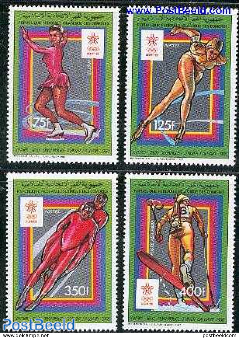 Comoros 1988 Olympic Winter Games 4v, Mint NH, Sport - Olympic Winter Games - Skating - Skiing - Ski