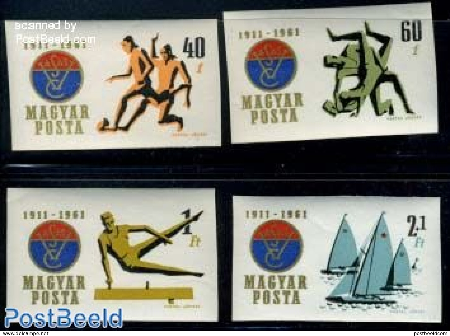 Hungary 1961 VASAS Sportclub 4v Imperforated, Mint NH, Sport - Transport - Football - Sailing - Sport (other And Mixed.. - Unused Stamps