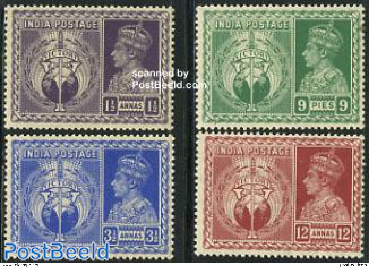 India 1946 Allied Victory 4v, Mint NH, History - World War II - Unused Stamps