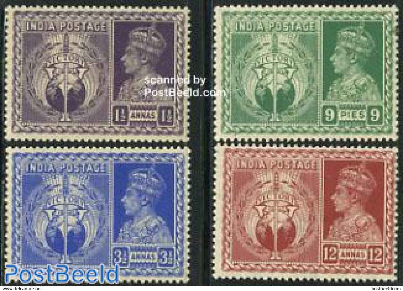 India 1946 Allied Victory 4v, Mint NH, History - World War II - Ongebruikt