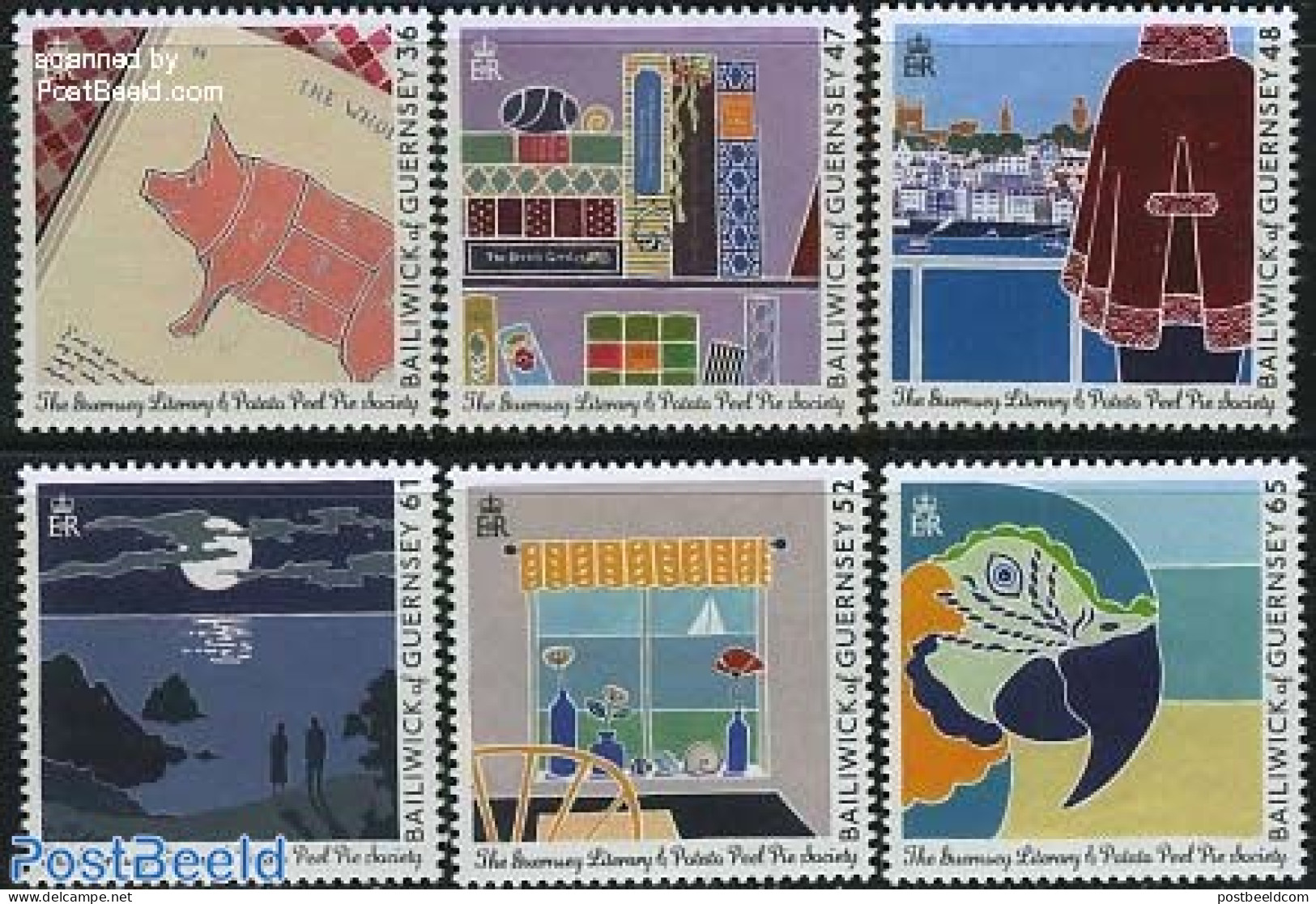 Guernsey 2011 Literary & Potato Peel Pie Society 6v, Mint NH, Health - Nature - Transport - Food & Drink - Birds - Cat.. - Food