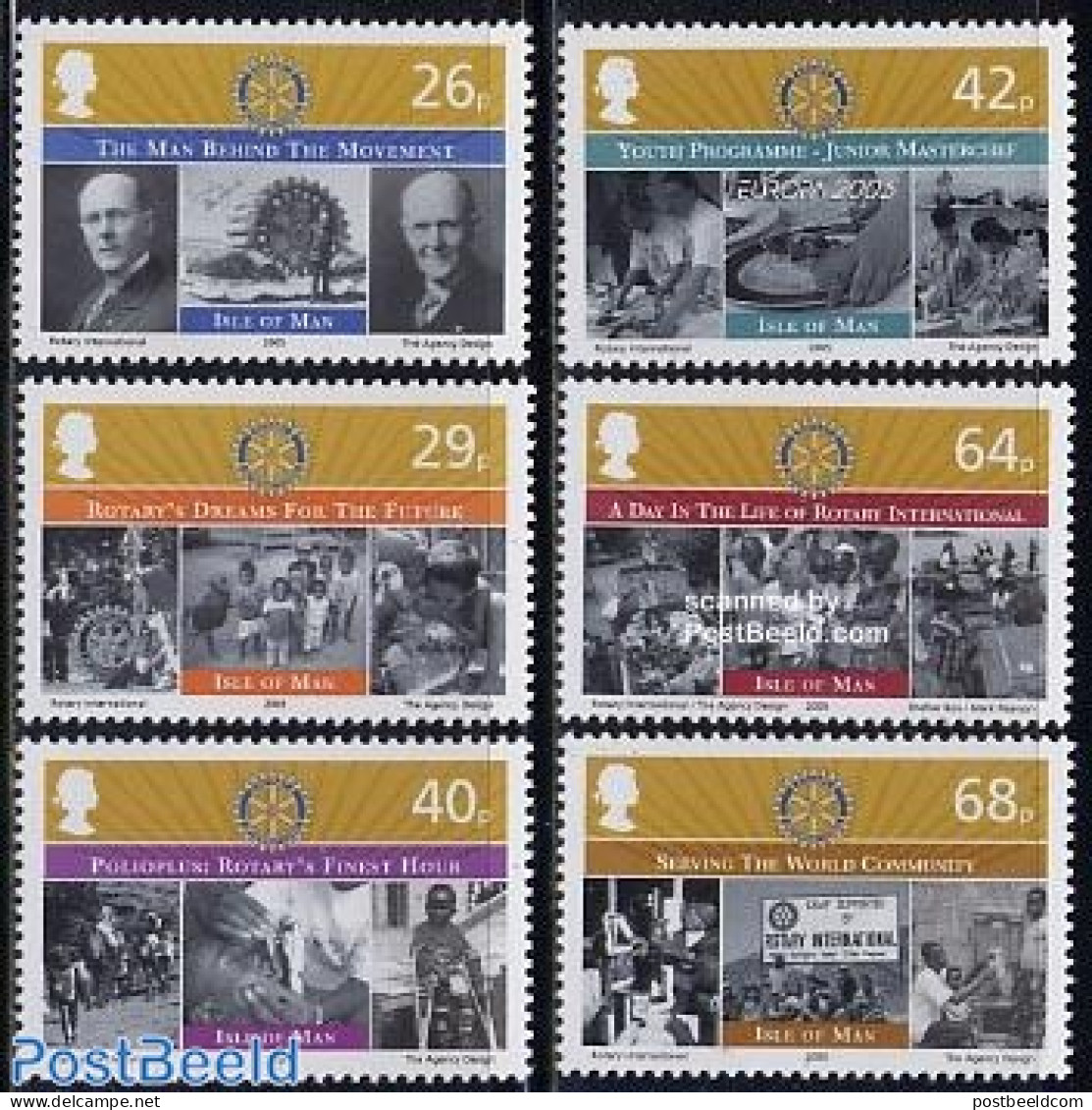 Isle Of Man 2005 100 Years Rotary Club 6v, Mint NH, Health - History - Various - Disabled Persons - Europa (cept) - Ro.. - Handicaps