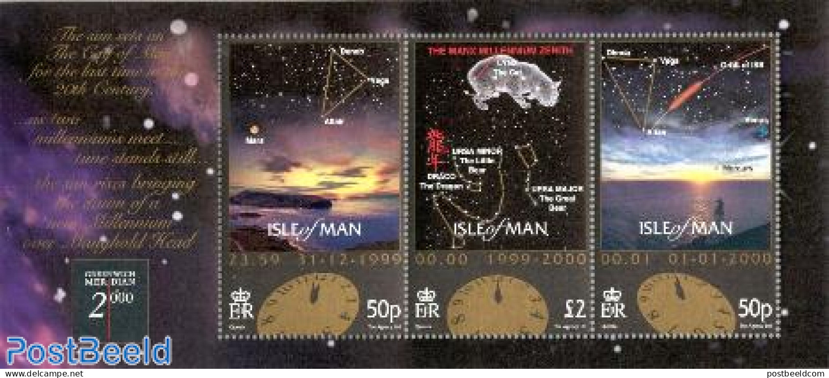 Isle Of Man 1999 Millennium S/s, Mint NH, Nature - Science - Cats - Astronomy - Astrologie