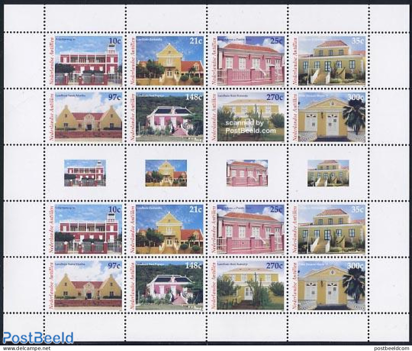 Netherlands Antilles 2005 Houses 2x8v M/s, Mint NH, Art - Architecture - Other & Unclassified