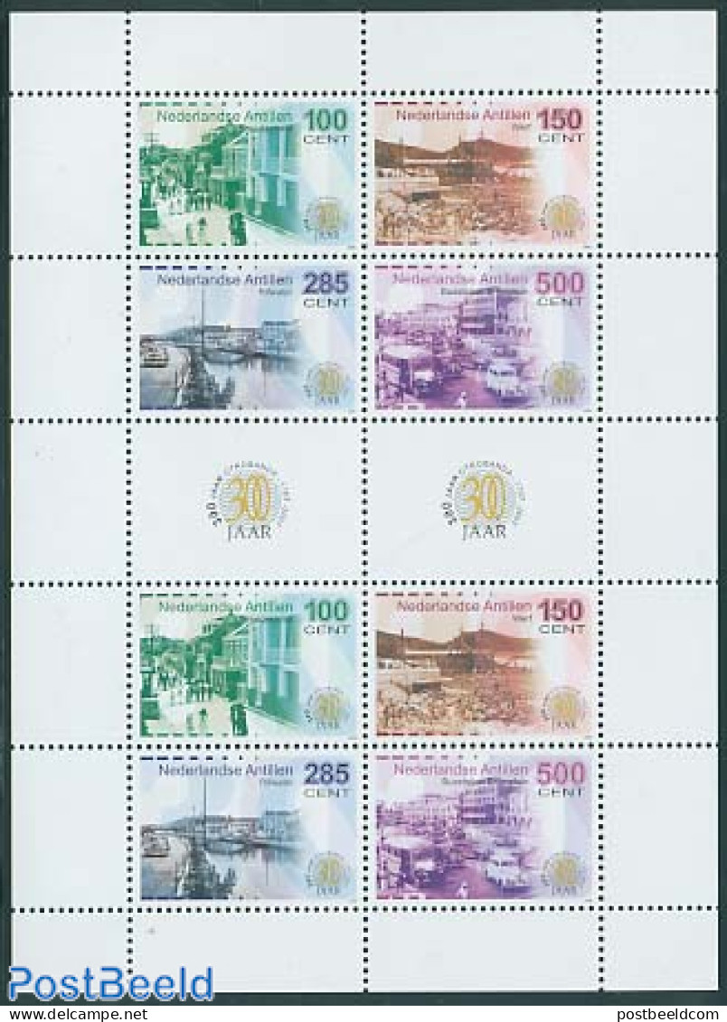 Netherlands Antilles 2005 300 Years Otrabanda 2x4v M/s (gutters), Mint NH, Transport - Various - Automobiles - Ships A.. - Cars