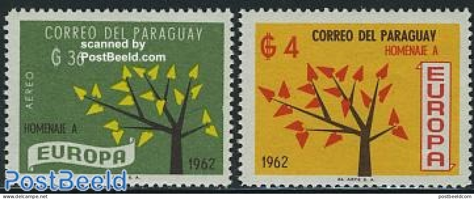 Paraguay 1962 Europe 2v, Mint NH, History - Europa Hang-on Issues - European Ideas