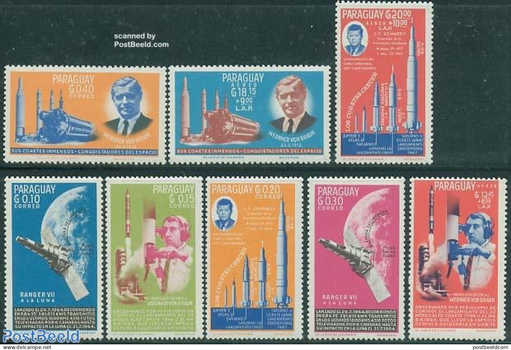 Paraguay 1964 Space Exploration 8v, Mint NH, History - Transport - Various - American Presidents - Space Exploration -.. - Geography