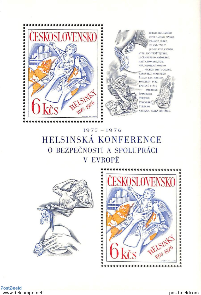 Czechoslovkia 1976 Helsinki Conference S/s, Mint NH, History - Various - Europa Hang-on Issues - Maps - Other & Unclassified