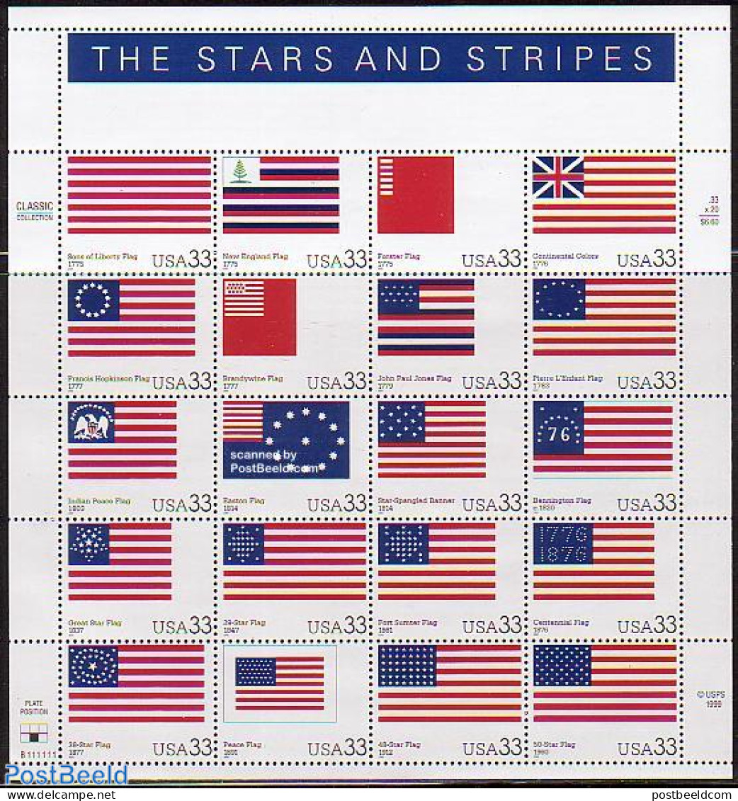 United States Of America 2000 The Stars And Stripes 20v M/s, Mint NH, History - Flags - Unused Stamps