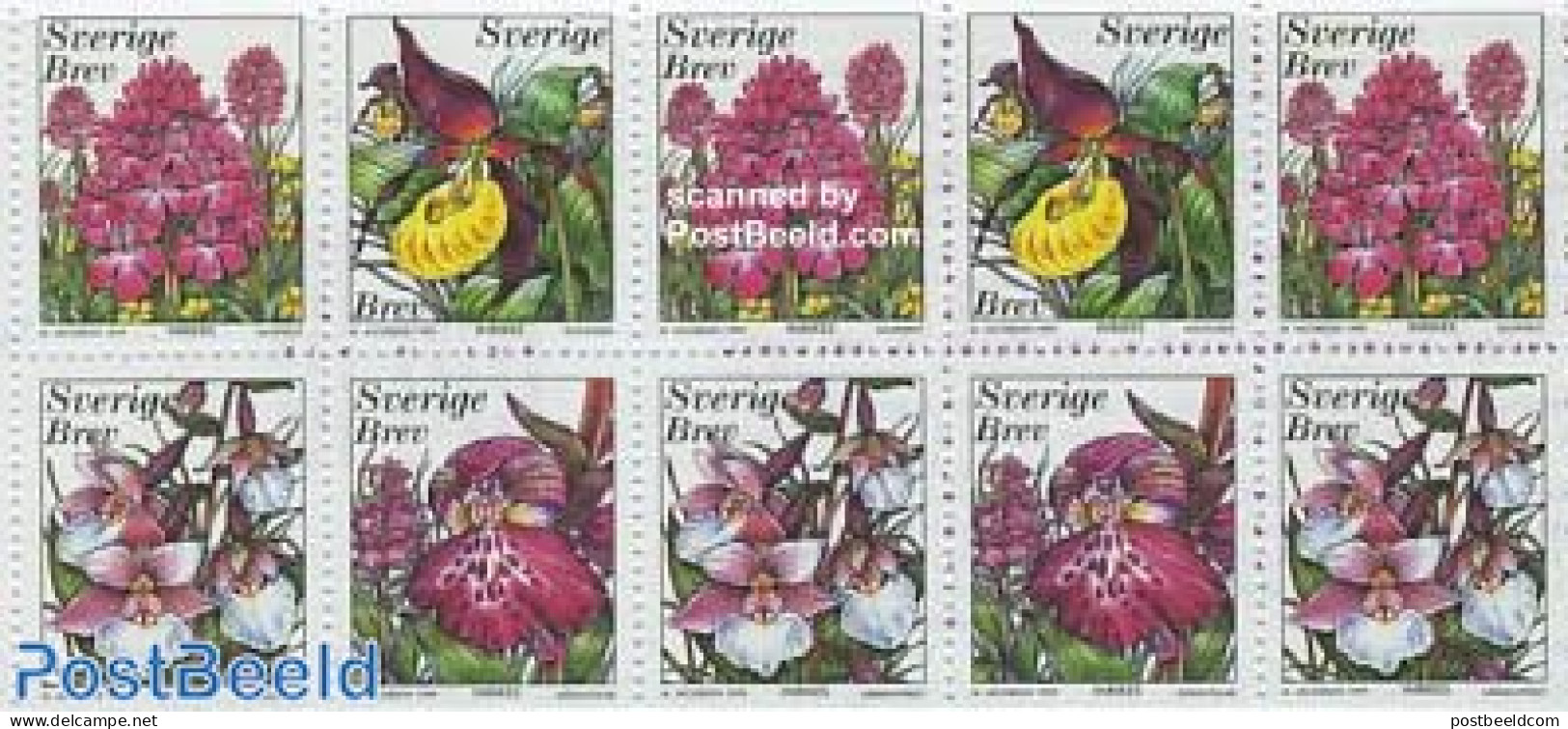 Sweden 1999 Wild Orchids Booklet, Mint NH, Nature - Flowers & Plants - Orchids - Stamp Booklets - Unused Stamps