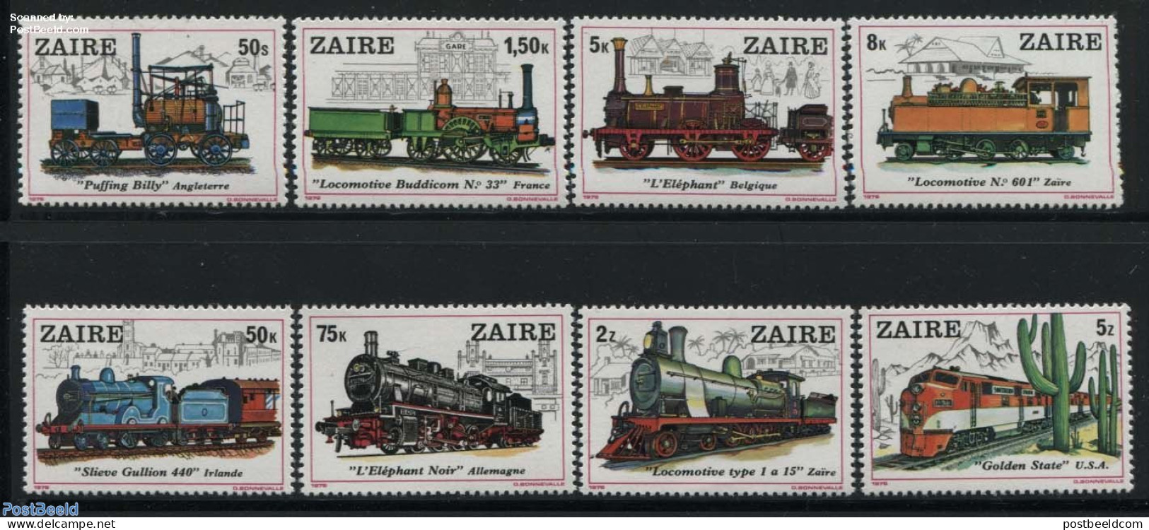 Congo Dem. Republic, (zaire) 1980 Locomotives 8v, Mint NH, Transport - Railways - Trains
