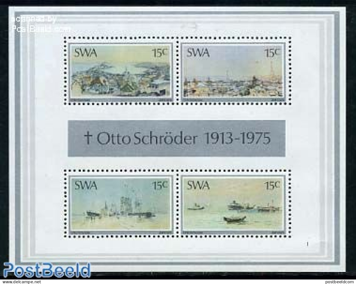 South-West Africa 1975 O. Schoeder Paintings S/s, Mint NH, Transport - Various - Ships And Boats - Lighthouses & Safet.. - Ships