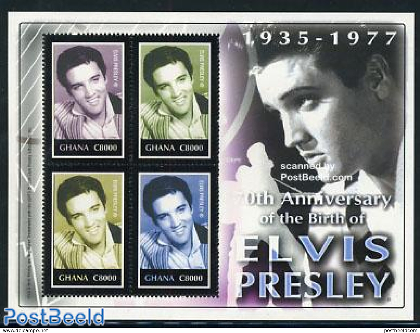 Ghana 2006 70 Years Elvis Presley 4v M/s, Mint NH, Performance Art - Elvis Presley - Music - Popular Music - Elvis Presley