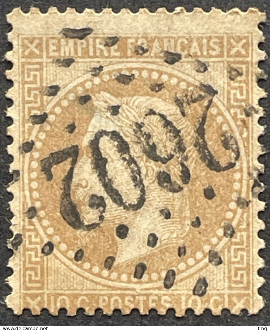 YT 28A LGC 2602 Nantes Loire-Inférieure (42) Indice 1 1863-70 Napoléon III Lauré, 10c Bistre France – Ciel - 1863-1870 Napoléon III Lauré