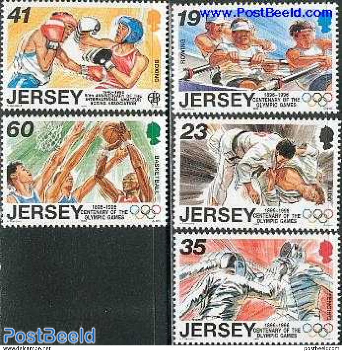 Jersey 1996 Olympic Games 5v, Mint NH, Sport - Basketball - Fencing - Judo - Kayaks & Rowing - Olympic Games - Basket-ball