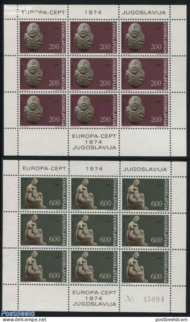 Yugoslavia 1974 Europa 2 M/ss, Mint NH, History - Europa (cept) - Art - Sculpture - Unused Stamps