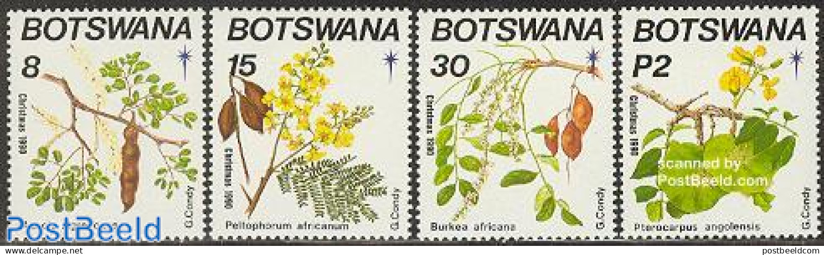 Botswana 1990 Christmas, Trees 4v, Mint NH, Nature - Religion - Trees & Forests - Christmas - Rotary, Lions Club