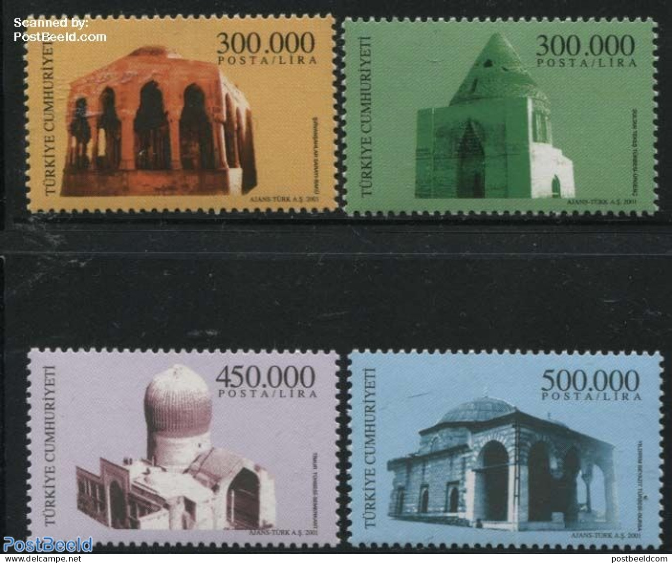Türkiye 2001 Cultural Heritage 4v, Mint NH, Religion - Churches, Temples, Mosques, Synagogues - Art - Architecture - Autres & Non Classés