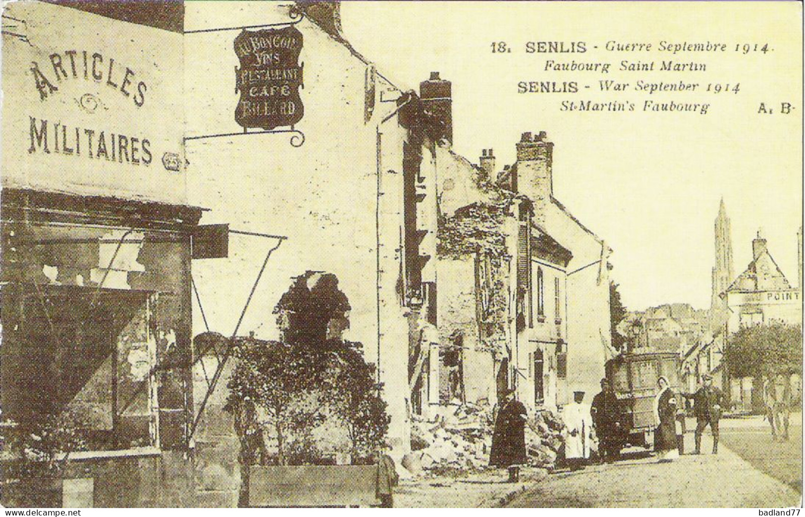 CP - Senlis - Guerre Septembre 1914 . Faubourg Saint Martin (Reproduction) * - Senlis