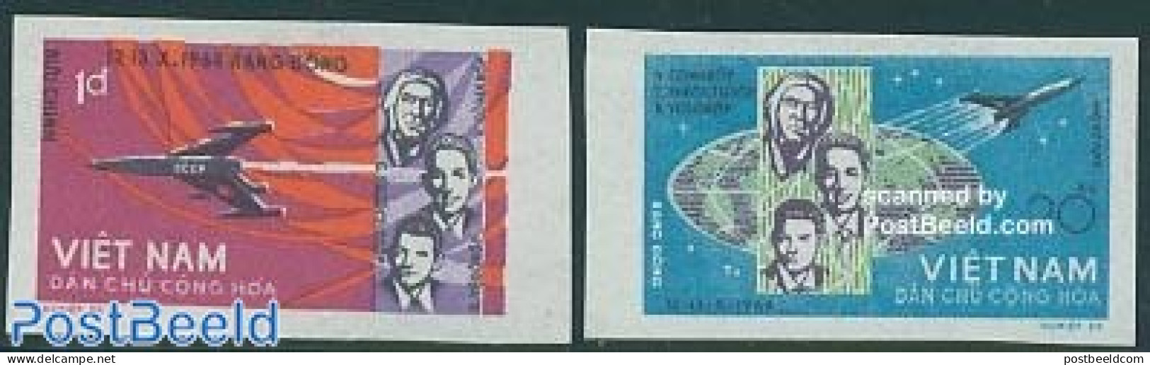 Vietnam 1965 Woschod 2v Imperforated, Mint NH, Transport - Space Exploration - Other & Unclassified