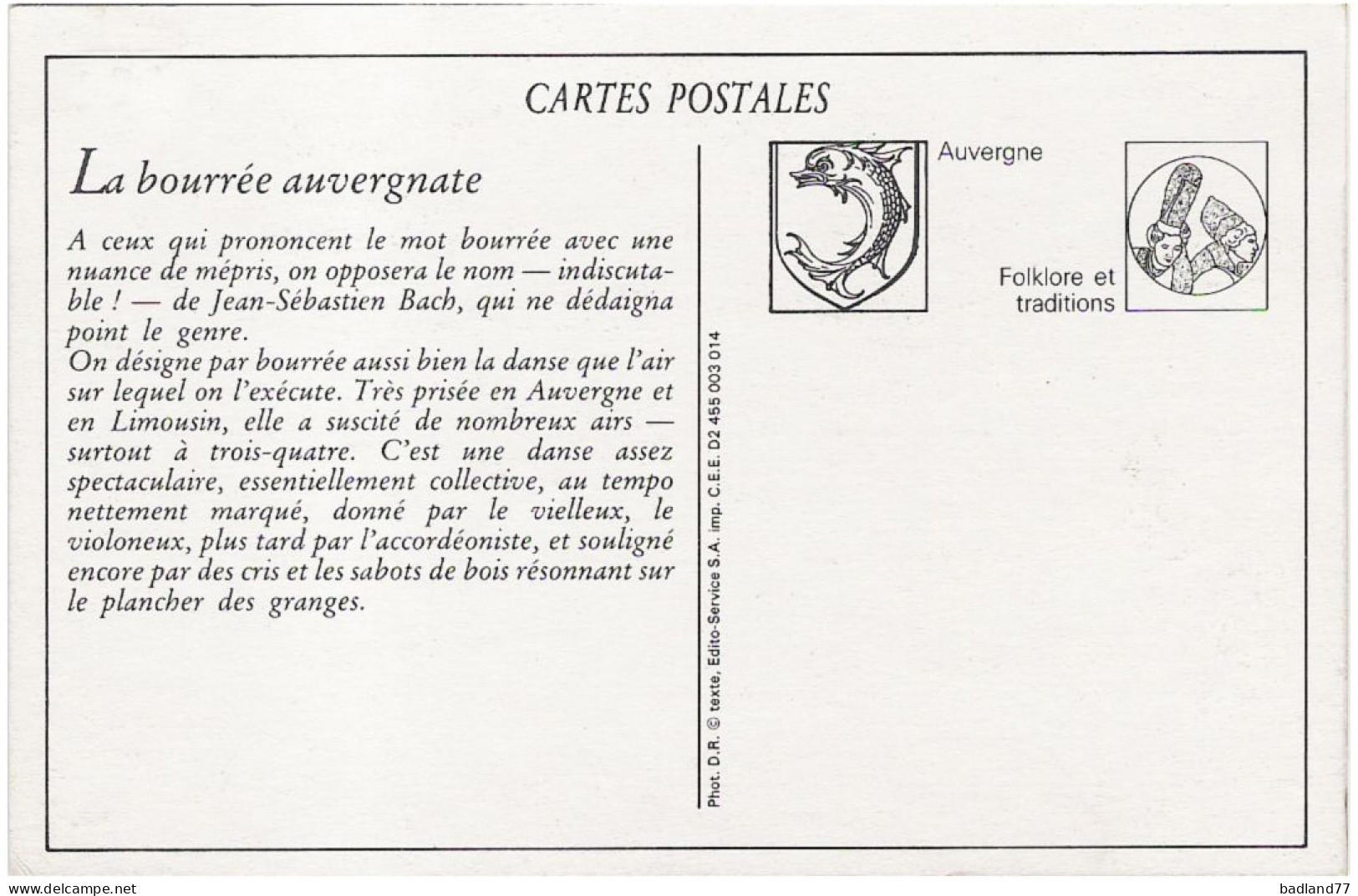 CP - La Bourreio D Aubergno - La Bourrée Auvergnate (Reproduction)    * - Other & Unclassified