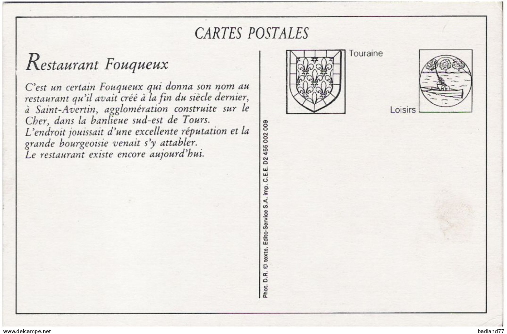 CP - Saint-Avertin - Restaurant Fouqueux (Reproduction)    * - Other & Unclassified