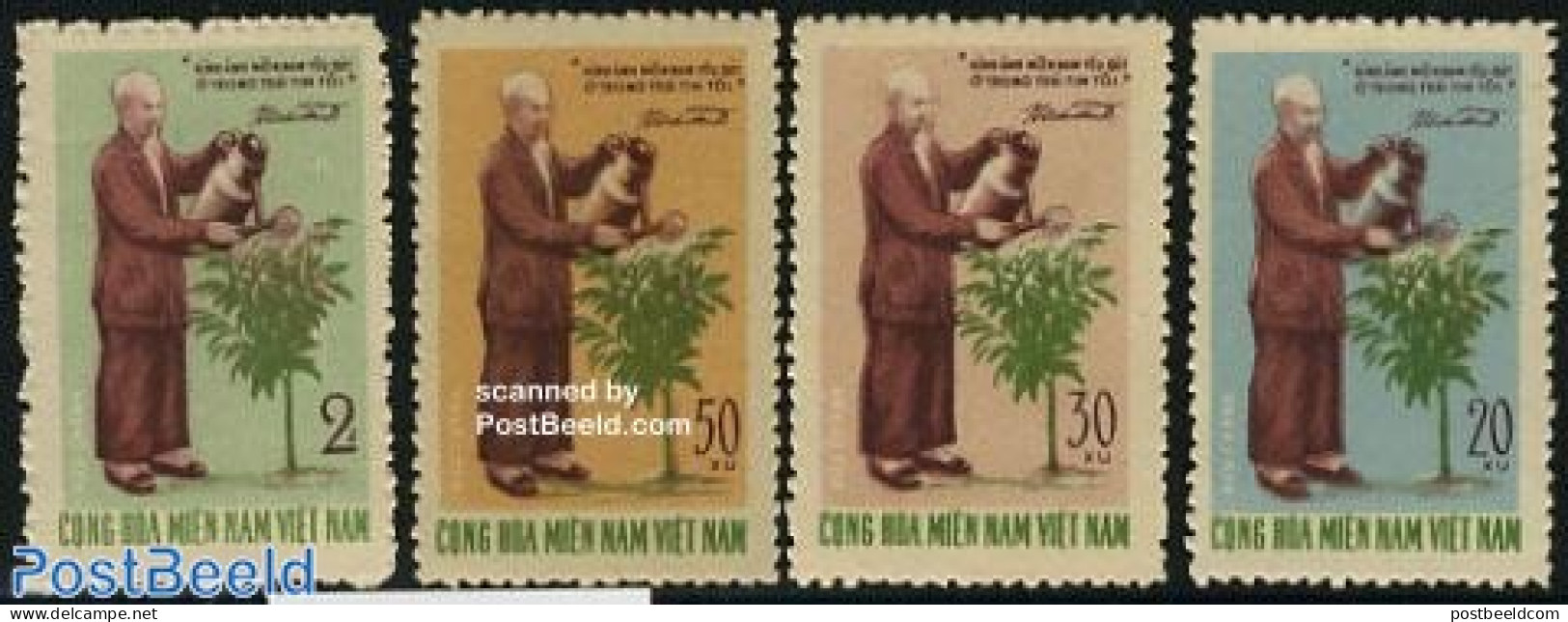 Vietnam 1970 Vietcong, Ho Chi Minh 4v, Mint NH, Nature - Gardens - Trees & Forests - Rotary, Lions Club