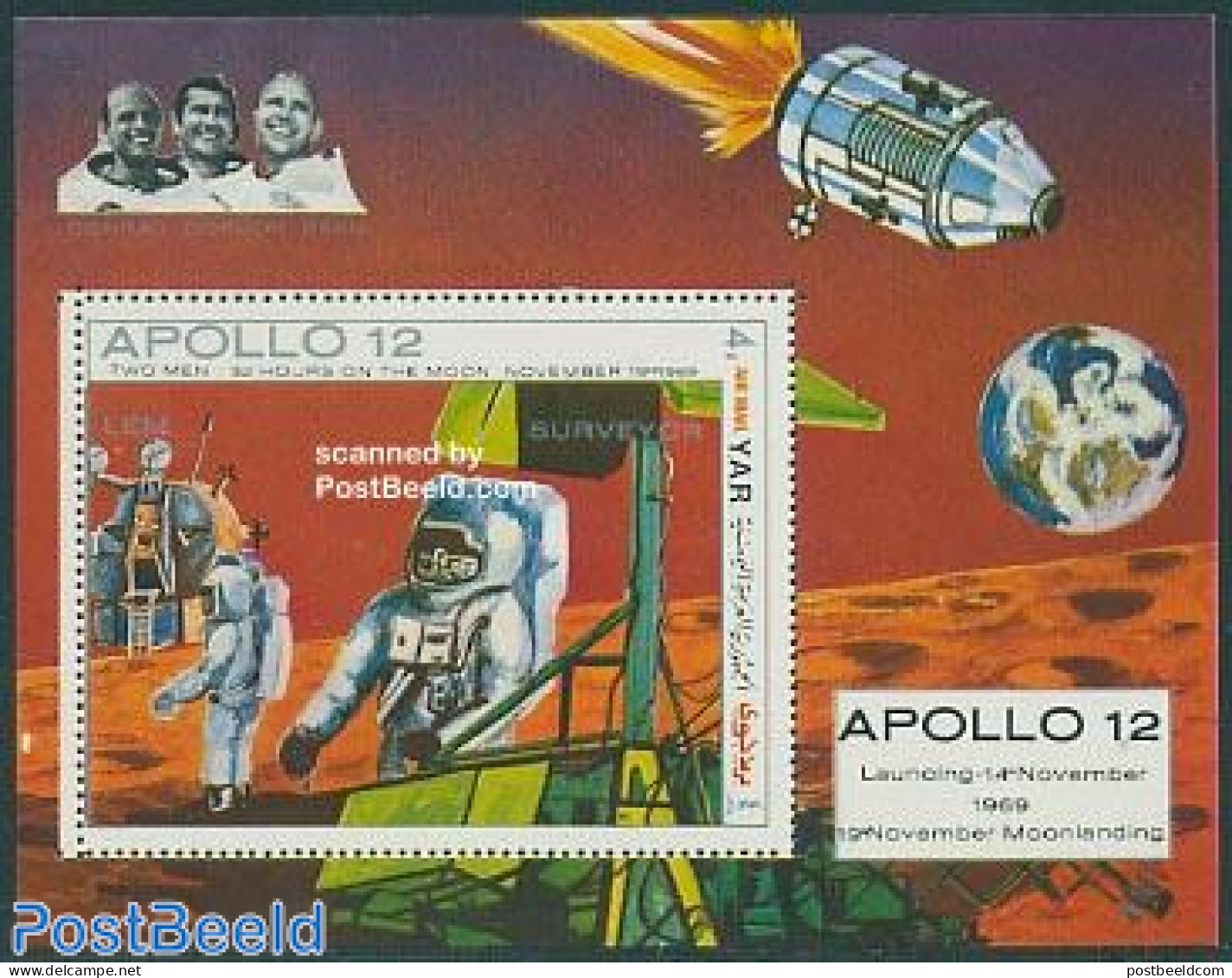 Yemen, Arab Republic 1970 Apollo 12 S/s, Mint NH, Transport - Space Exploration - Other & Unclassified